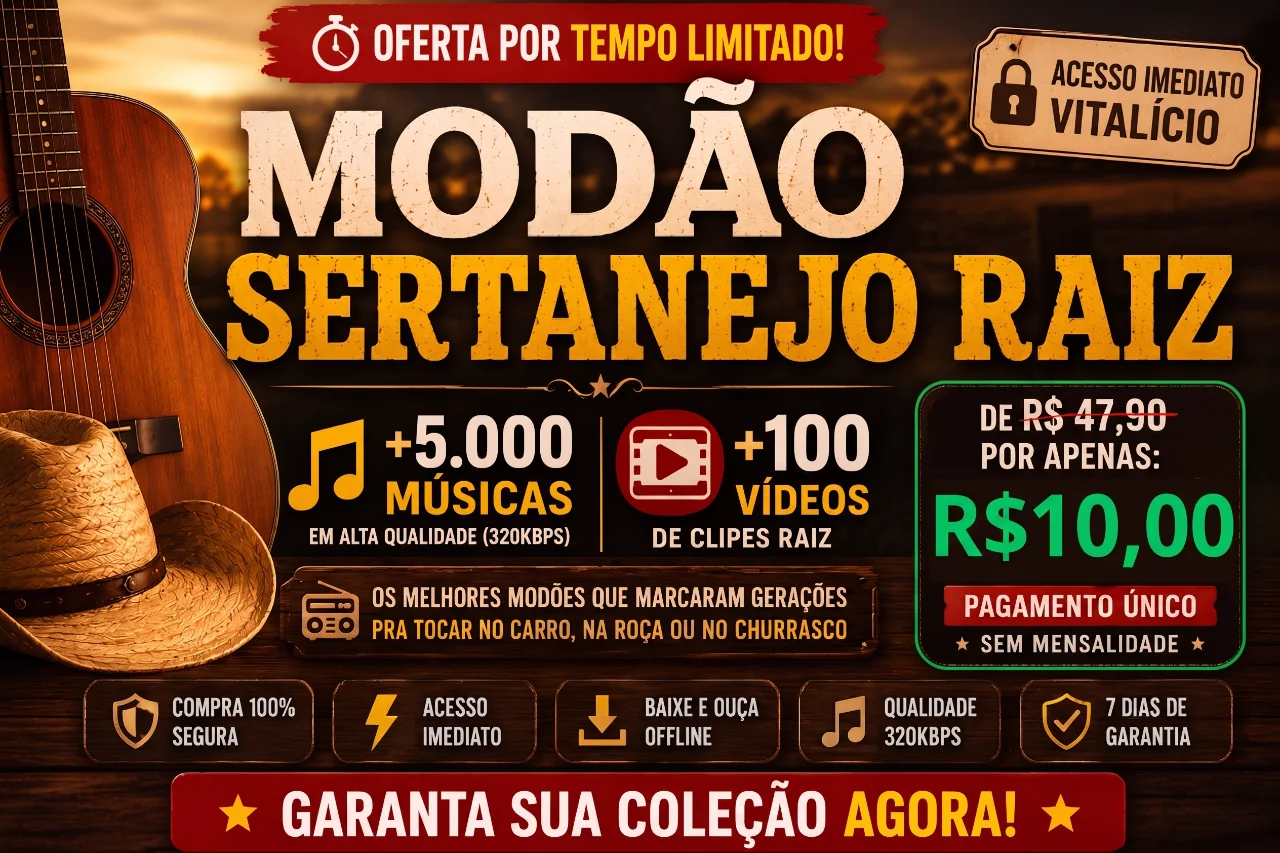 Coleção Modão Sertanejo Raiz — +5.000 músicas e +100 vídeos por R$10,00
